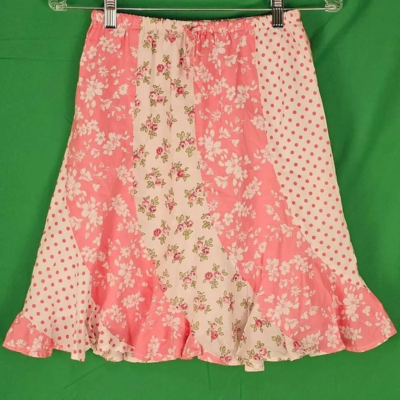 Mini Boden Girls Pink White Floral Polka Dot Twirl Skirt 9‎ 10 - Picture 1 of 5